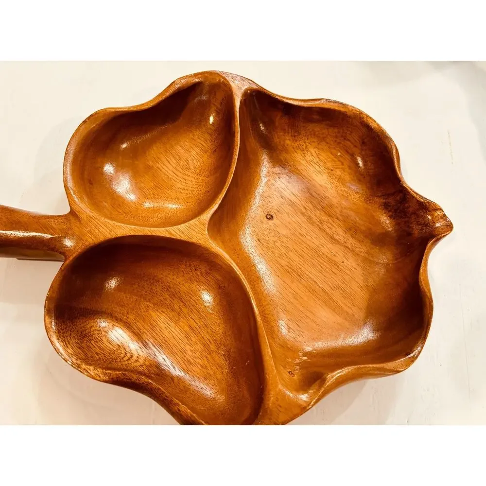 Vintage Kaimana Woods Monkeypod Leaf Divided Serving Tray MCM Philippines